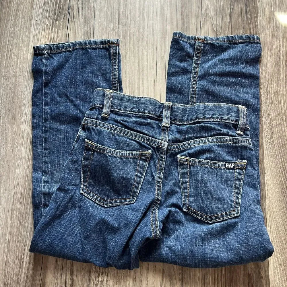 Gap Kids Boys Dark Rinse Blue Straight Fit Jeans – Size 7